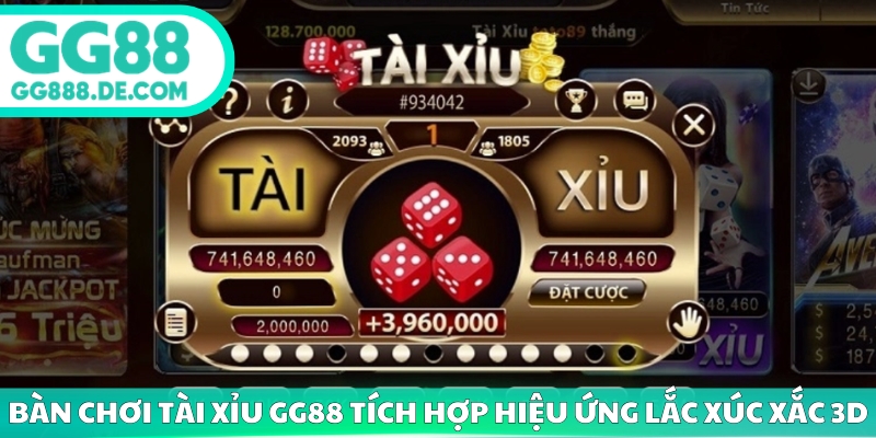 Bàn chơi tài xỉu GG88 tích hợp hiệu ứng lắc xúc xắc 3D