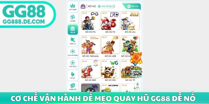 Cơ chế vận hành để mẹo quay hũ GG88 dễ nổ