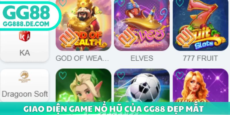 Giao diện game nổ hũ của GG88 đẹp mắt