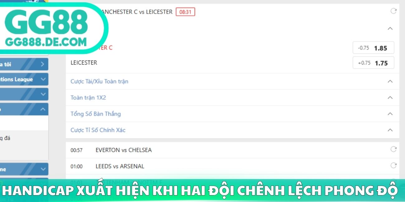 Handicap xuất hiện khi hai đội chênh lệch phong độ